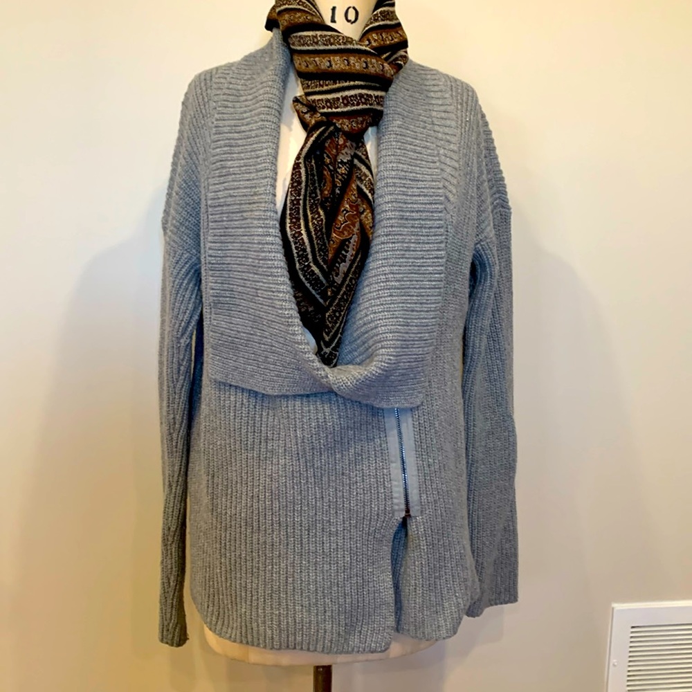 Calvin Klein grey side zip low neckline cardigan